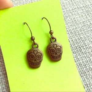 Bronze sugar skull earrings!